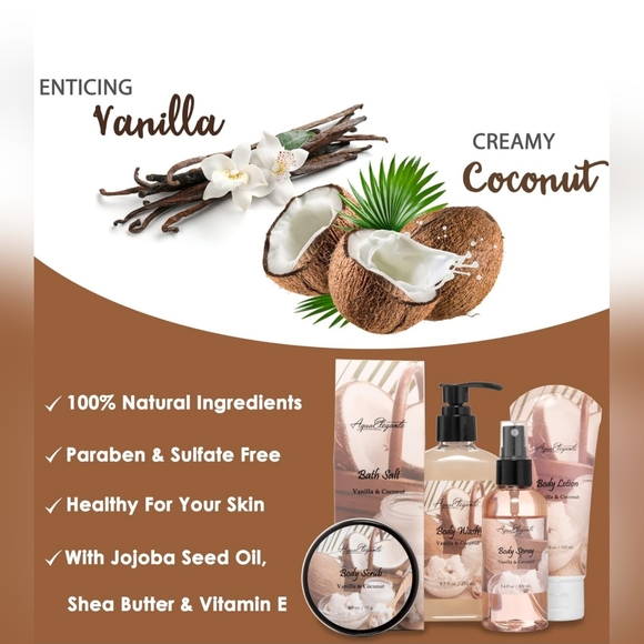 Aqua Elegante Spa Gift Baskets For Women - Luxury Bath Set With Coconut & Va - Picture 4 of 5